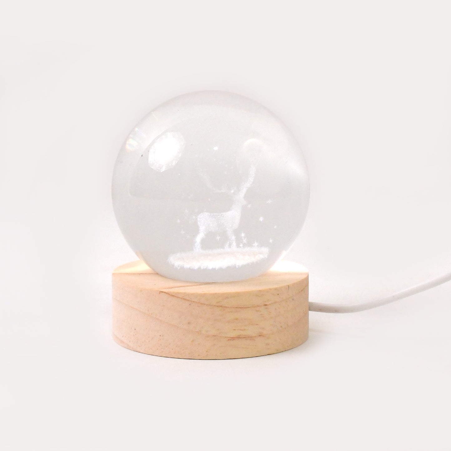 Crystal Ball Night Light - 3D Engraved Galaxy Lamp with Wooden Base