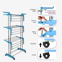Heavy Duty 3-Tier Stainless Steel Foldable Clothes Drying Rack