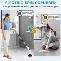 9 In 1 Rechargeable Electric Spin Scrubber With Telescopic Handle (1 Set)
