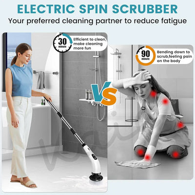 9 In 1 Rechargeable Electric Spin Scrubber With Telescopic Handle (1 Set) - second image