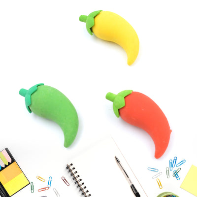 Chili Pepper Erasers - 3D Mini Novelty Eraser Set for Kids