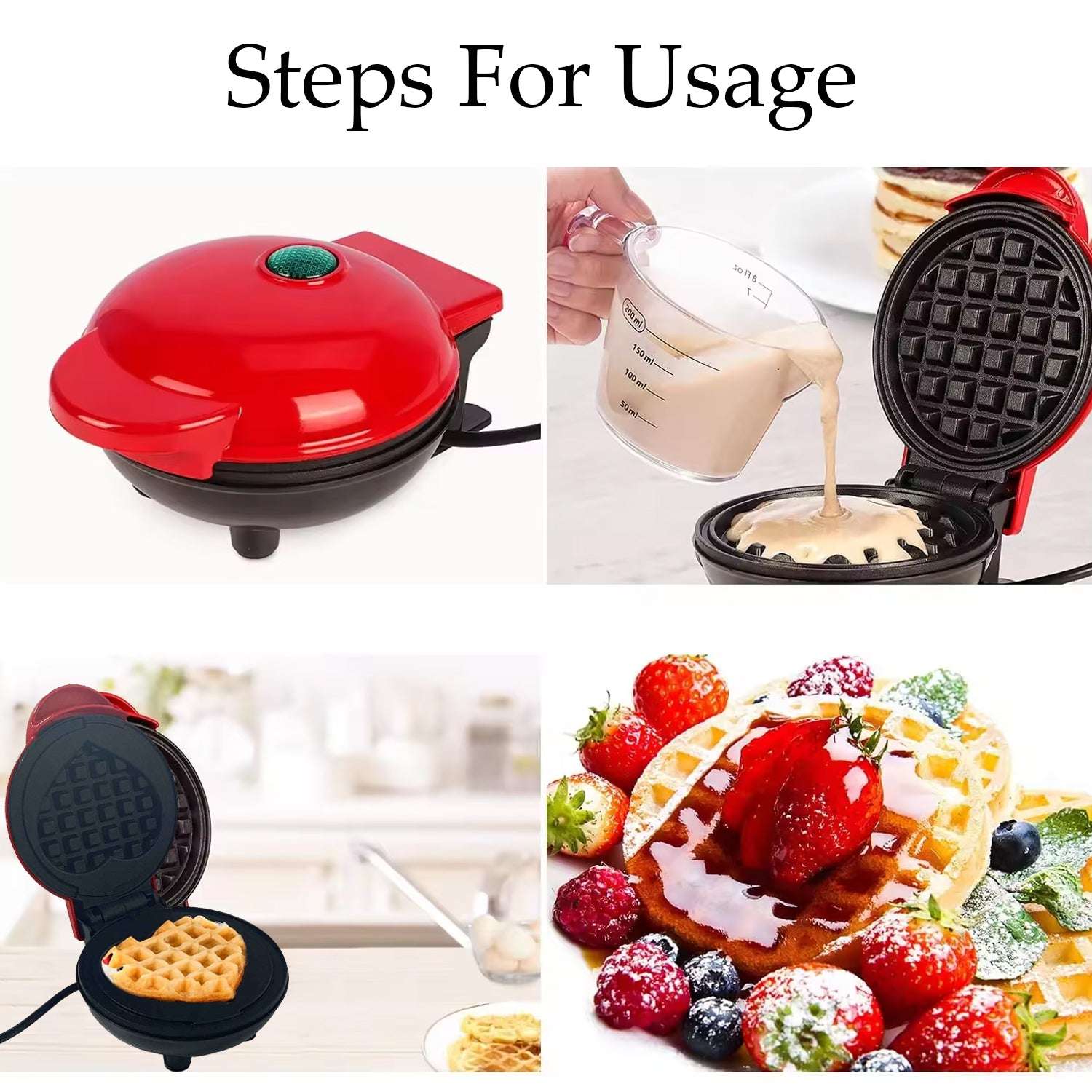Mini Waffle Maker Machine Waffle Iron Home Appliances Kitchen Gift Easy To Clean On-stick Surfaces Perfect Breakfast Dessert Sandwich Pan Cakes Paninis  Other Snacks Machine - LootFaat