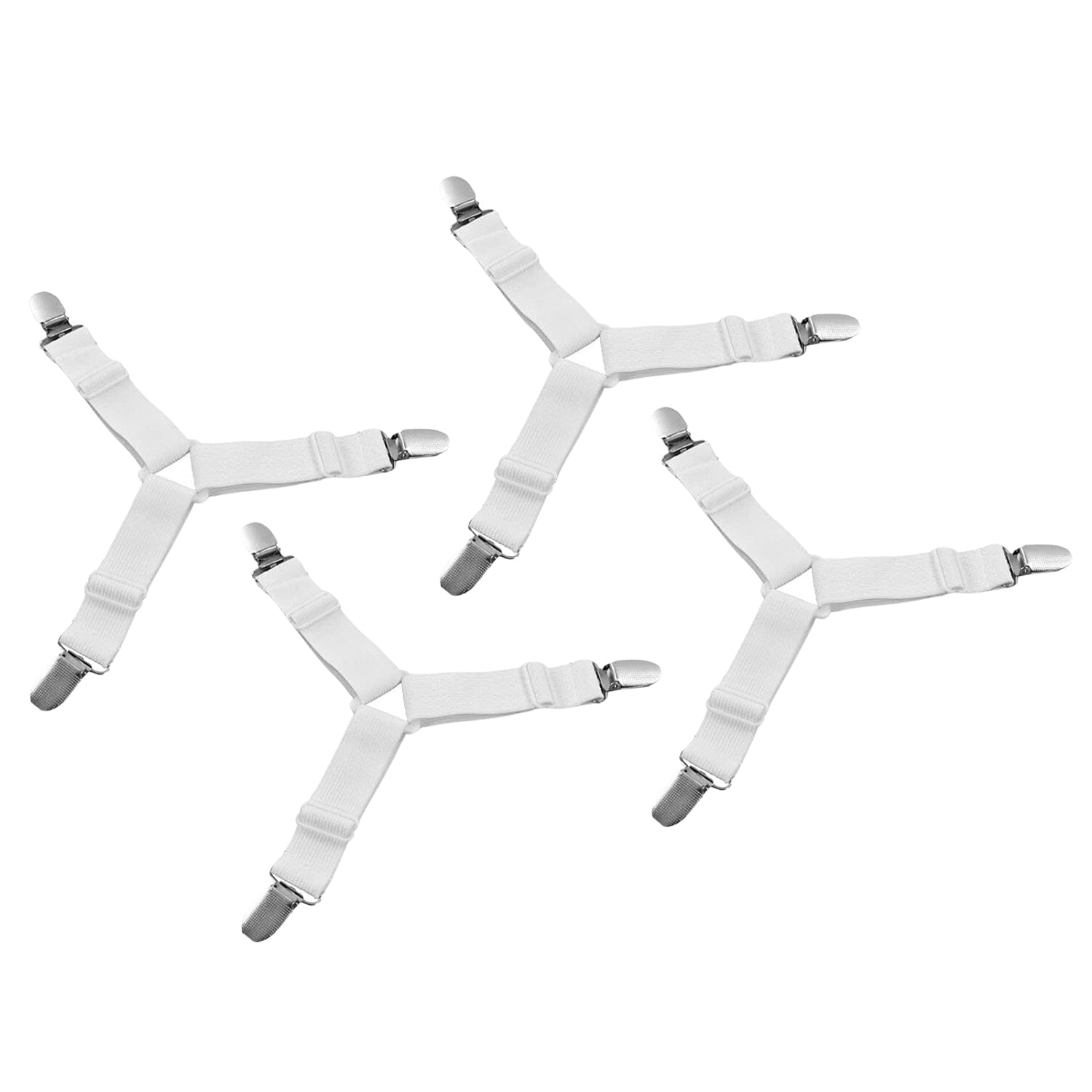 Adjustable Triangle Elastic Suspenders Gripper Holder Straps Clip For Bed Sheets (4 Pc) - LootFaat