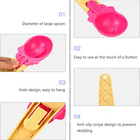 Ice Cream Spoons 2pcs Plastic Water Melon Scoopers With Trigger Dipper And Adults For Summer Party Ice Cream Scoop Food Serving Spoon Kitchen Tools Ice Cream Digging Spoon Household Spoons Cupcake Spoons Aps Fruit Ball Player (2 Pc) - LootFaat