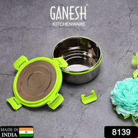 Ganesh Solo Round 400 Stainless Steel Leak Proof Airtight Lunch Pack For Office  School Use