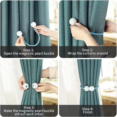 Magnetic Curtain Tiebacks (2 Pcs) - Pearl Decor Holdbacks - second image