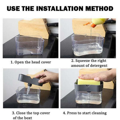 2-in-1 Soap Dispenser Pump with Sponge Holder - Multipurpose Kitchen Sink Organizer