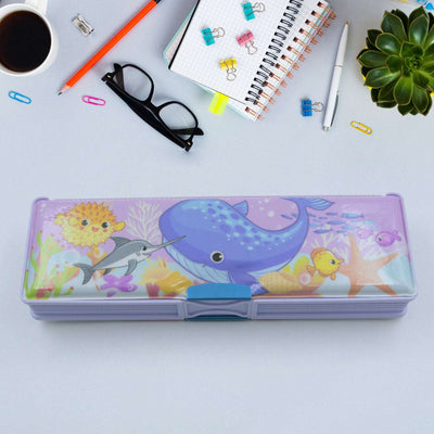Cartoon Double Deck Pencil Case - 2 Compartment Stationery Organizer for Kids