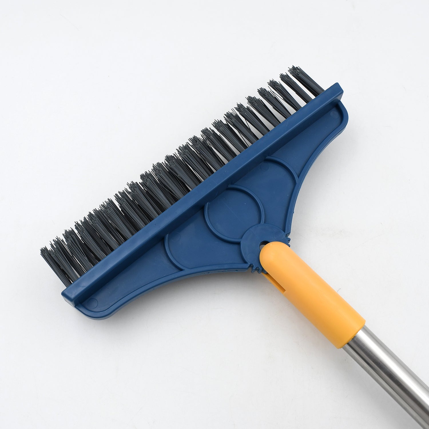2 In 1 Cleaning Brush Long Handle Floor Brush Rotatable Cleaning Brush For Bathroom Kitchen 120 Degree Triangular Rotating Brush Head With Wiper - LootFaat