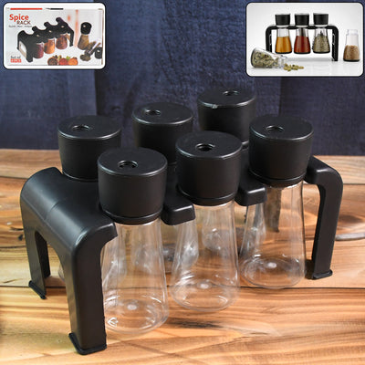 6-Piece Spice Jar Set with Rotating Stand