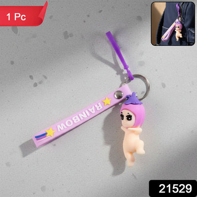 Cute Baby Doll Cartoon Silicone Keychain (1 Pc) - second image
