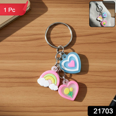 Cute Heart & Rainbow Charm Keychain (1 Pc) - second image