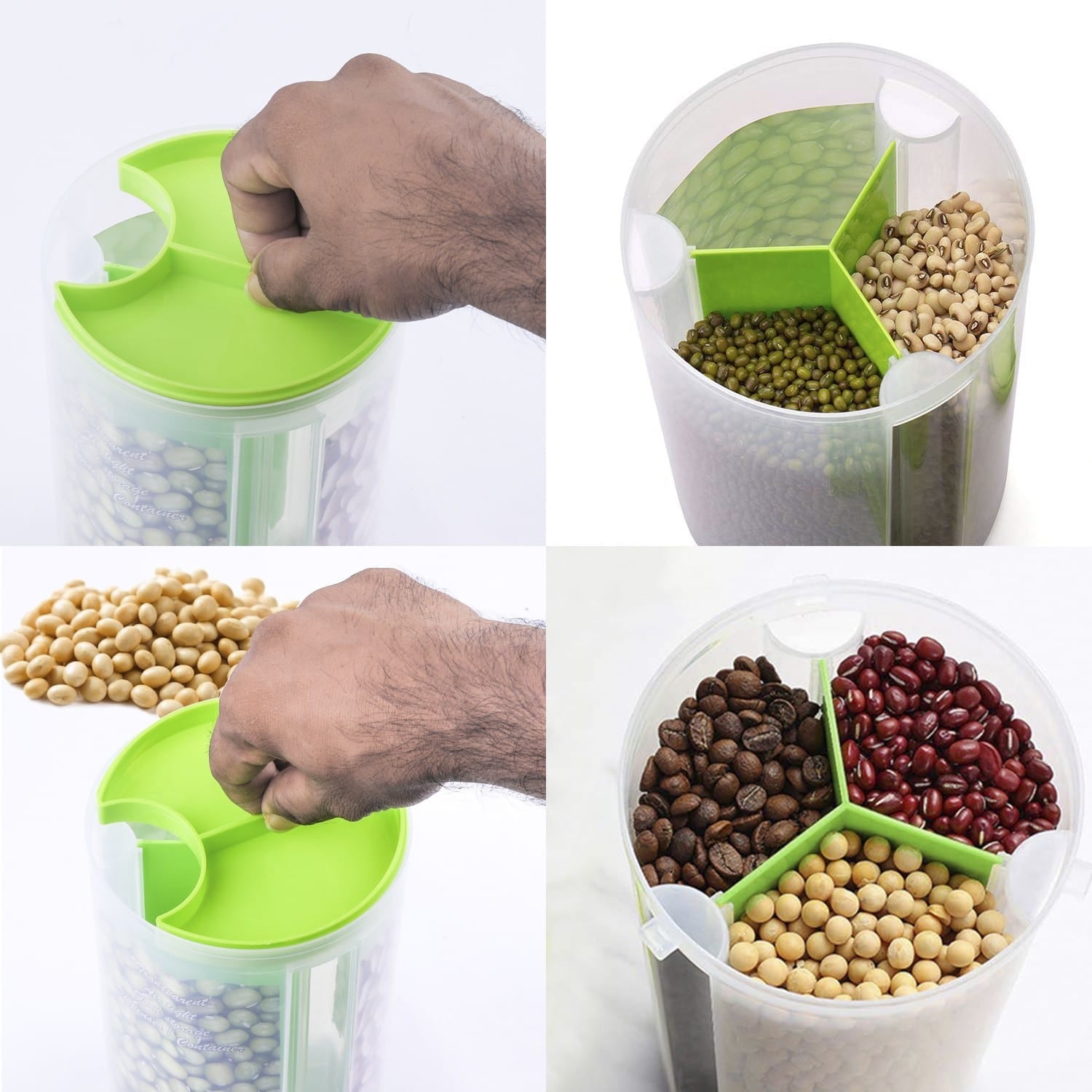 3 In 1 Transparent Air Tight Storage Dispenser Container (With Color Box) - LootFaat