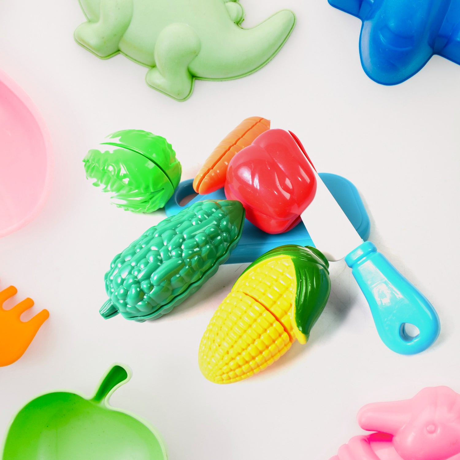 Realistic Slice-able Fruits And Vegetables Cut In 2 Part Play Toy Set - LootFaat