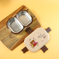 Cute Teddy Printed Kids Lunch Box (500ml  1 Pc)