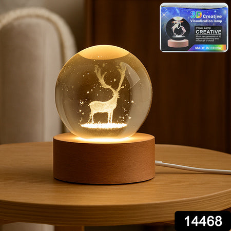 Crystal Ball Night Light - 3D Engraved Galaxy Lamp with Wooden Base