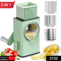2132 Vegetable Shredder Round Mandolin Slicer Grater Shredder Salad Maker - Large Feed Port - Suction Base - Cutter For Vegetable Fruit Cookie.
