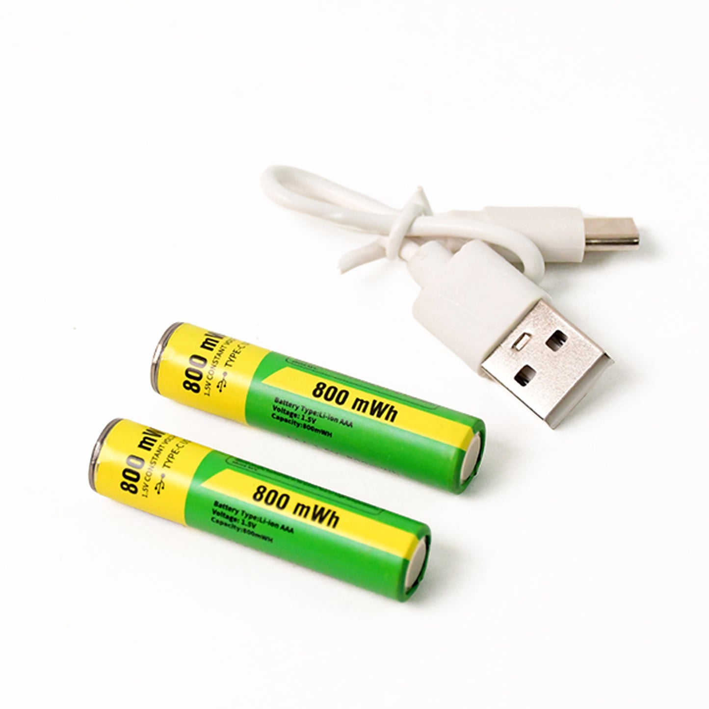 AAA Rechargeable Batteries (800mWh, 2-Pack with Cable)