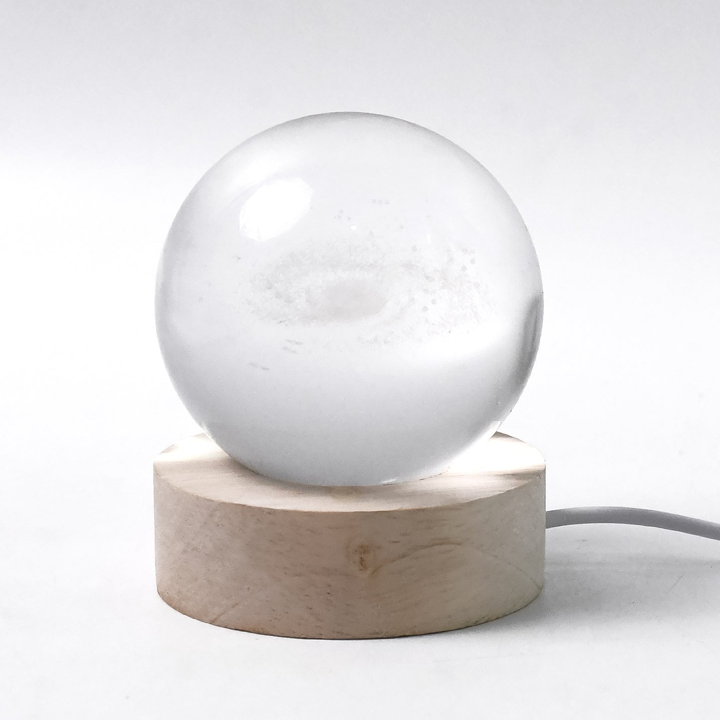 3D Crystal Ball Lamp with Wooden Base - Night Light for Home Decor