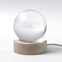 3D Crystal Ball Lamp with Wooden Base - Night Light for Home Decor