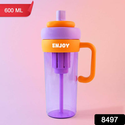 Infuser Water Bottle with Straw & Handle - 600ml Leakproof Sipper