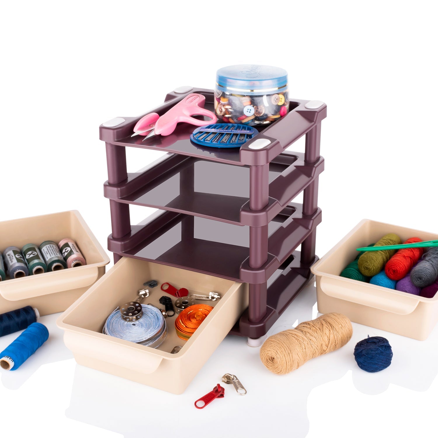Mini 3 Layer Drawer Used For Storing Makeup Equipments And Kits Used By Womens And Ladies. - LootFaat