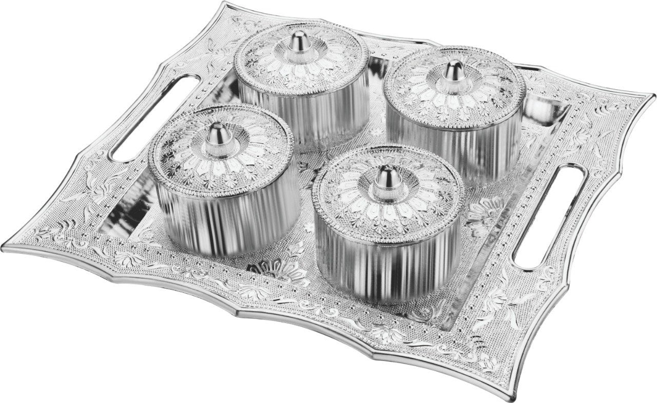 Dry Fruit Air Tight Bowls Tray With Lids 4 Section Snacks Mukhvas Dani - LootFaat