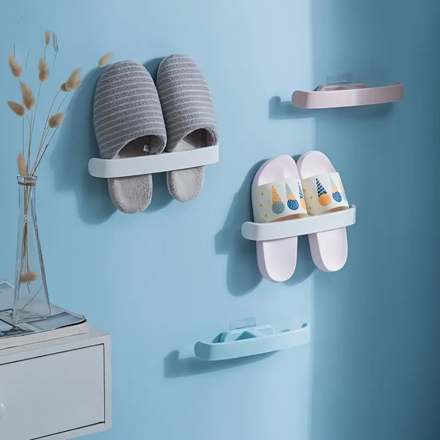 Bathroom Towel Slipper Hanging Rack Self Adhesive Wall Mounted (1 Pc) - LootFaat