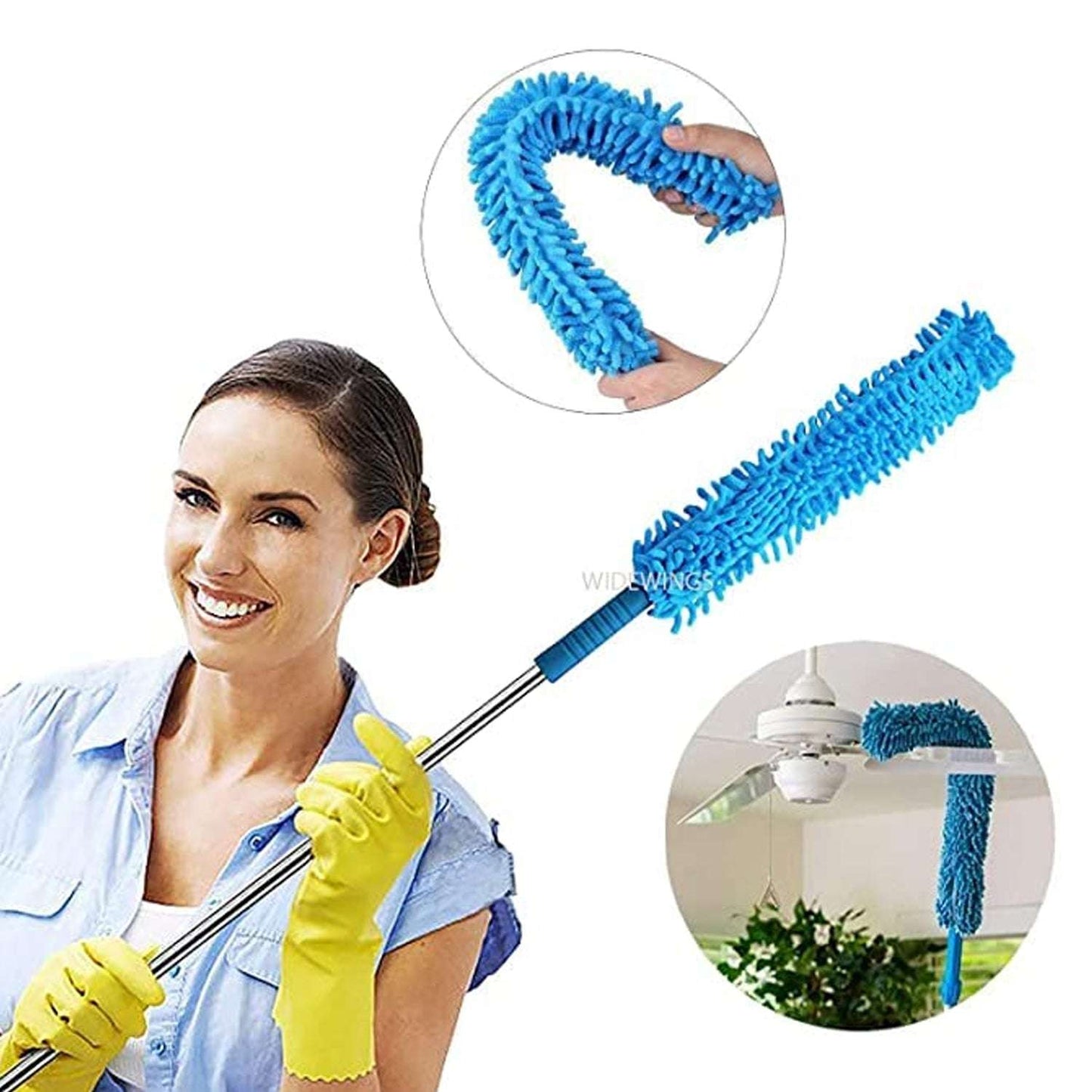 Long Handle Dust Cleaning Brush Adjustable Microfiber Dust Brush Foldable Home Appliances Ceiling Cleaner Latest Home Improvement Products - LootFaat