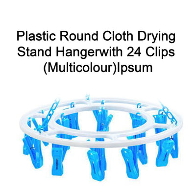 1367 Plastic Round Cloth Drying Stand Hanger With 24 Clips (Multicolour) - second image