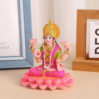 Beautiful Decorative Lakshmi Mata Idol Sitting On Lotus (1 Pc) - second image
