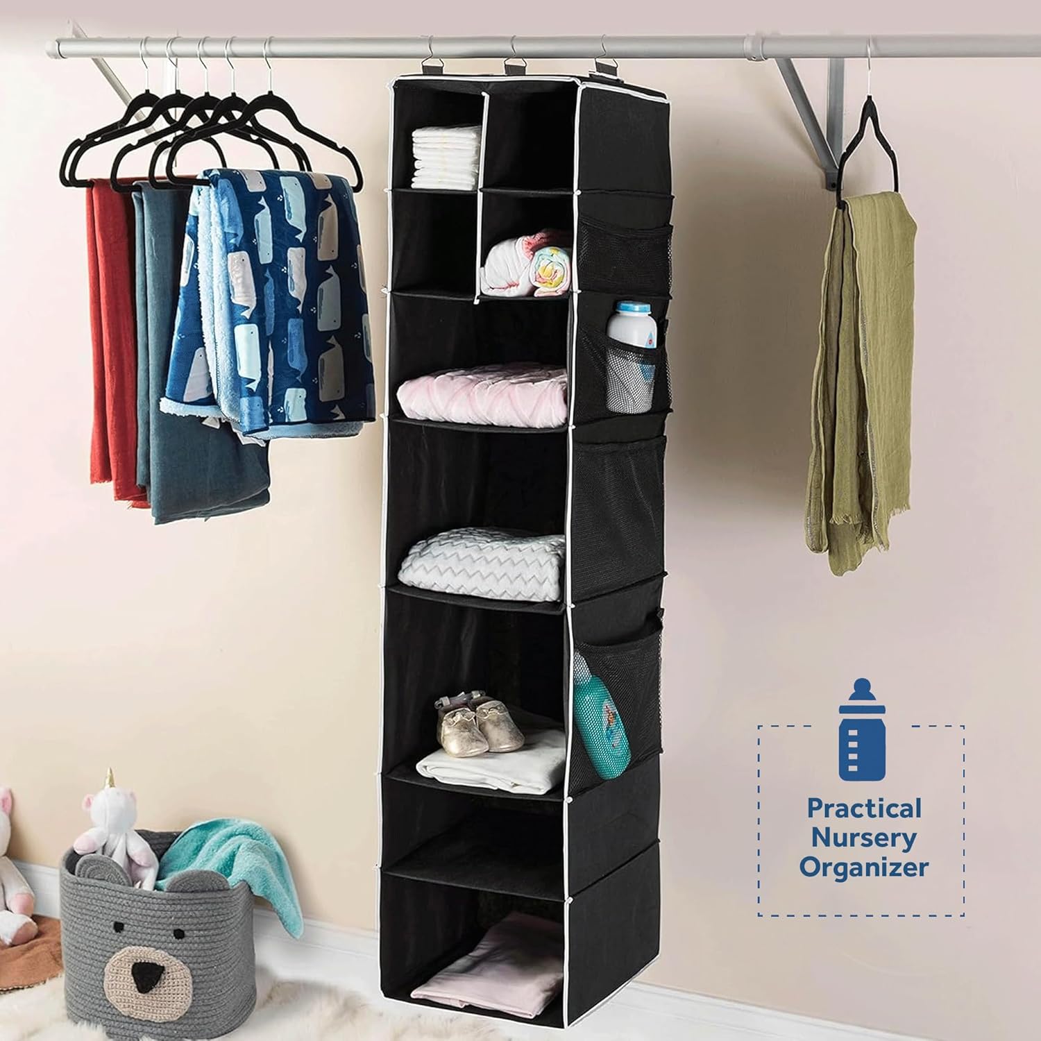 9 Shelf Hanging Closet Organizer With 5 Drawer Organizers - LootFaat