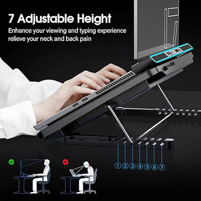 Laptop Cooling Pad with 2 Quiet LED Fans, Dual USB Ports, 7 Adjustable Heights