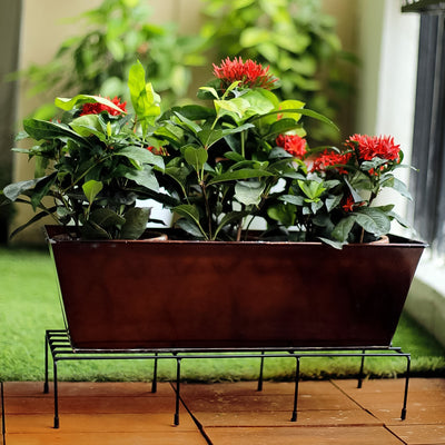 Metal Rectangle Plant Stand - Balcony Garden Decor (60x20cm, 2 Pcs) - second image