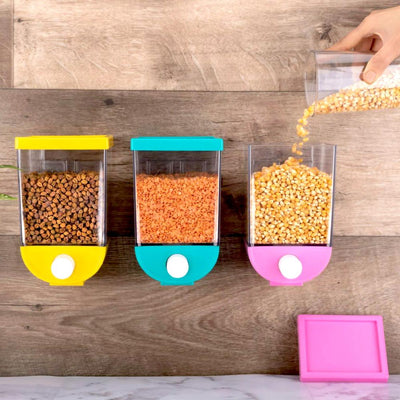 Wall Mount Dry Food Dispenser - Cereal, Grain & Snack Storage - 1100ml