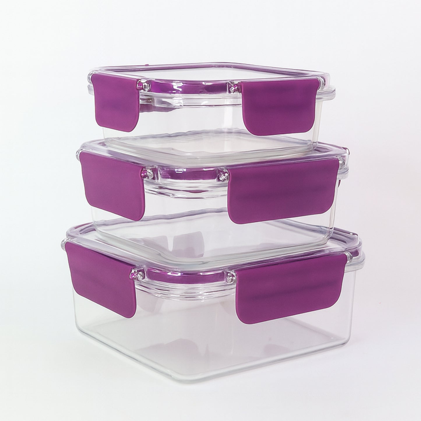 Airtight Square Food Storage Container Set (3 Pc)