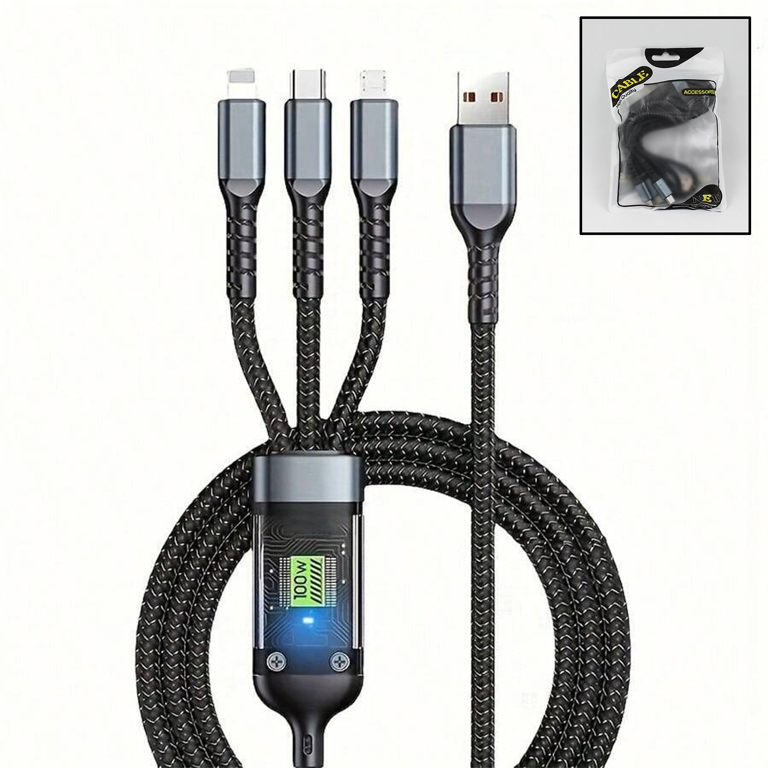 3-in-1 Super Fast Charging Cable 100w - LootFaat