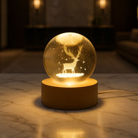Crystal Ball Night Light - 3D Engraved Galaxy Lamp with Wooden Base