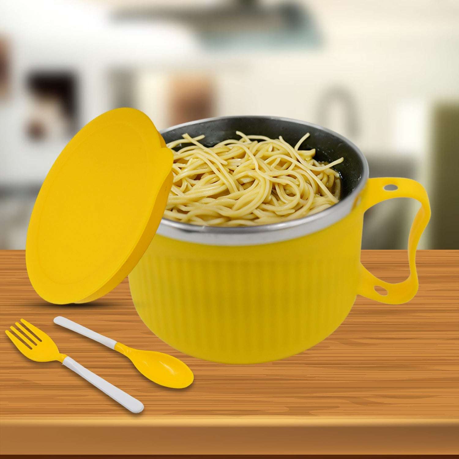 Maggie Bowl With Lid And Handle Soup Bowls For Easy Perfect Breakfast Cereals Fruits Ramen Beverages Essentials Dishwasher Safe Double Layer - LootFaat