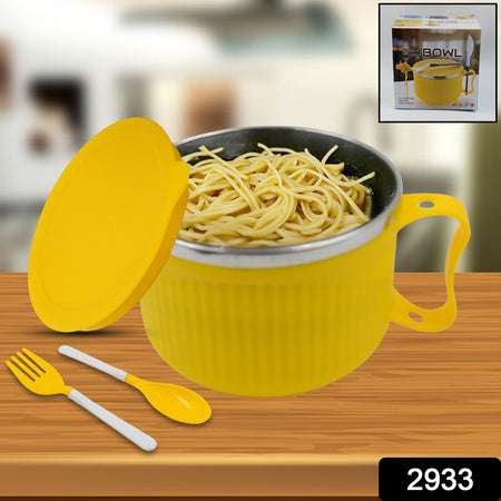 Maggie Bowl With Lid And Handle Soup Bowls For Easy Perfect Breakfast Cereals Fruits Ramen Beverages Essentials Dishwasher Safe Double Layer - LootFaat