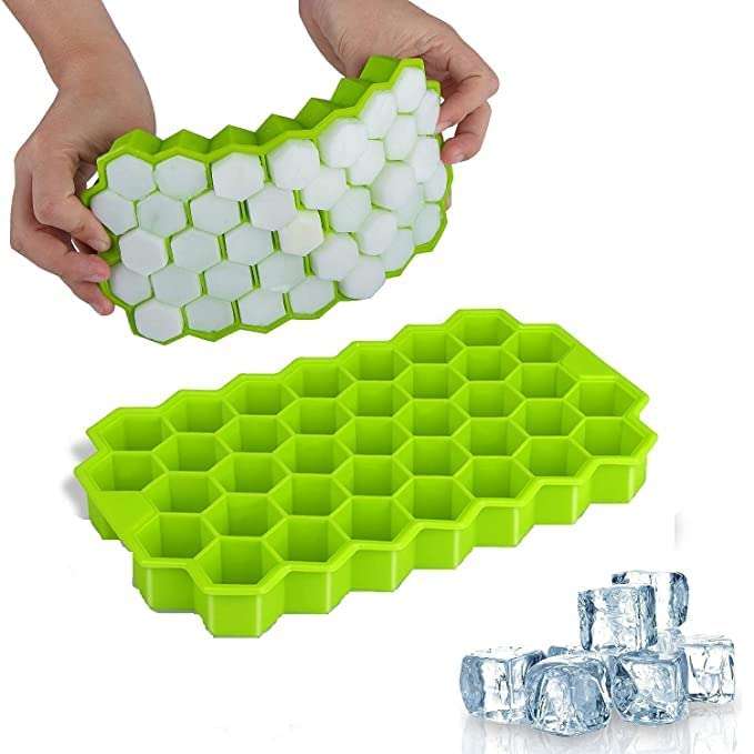 Flexible Silicone Honeycomb Design 37 Cavity Ice Cube Moulds Trays Small Cubes For Whiskey Tray For Fridge (Multicolor) - LootFaat