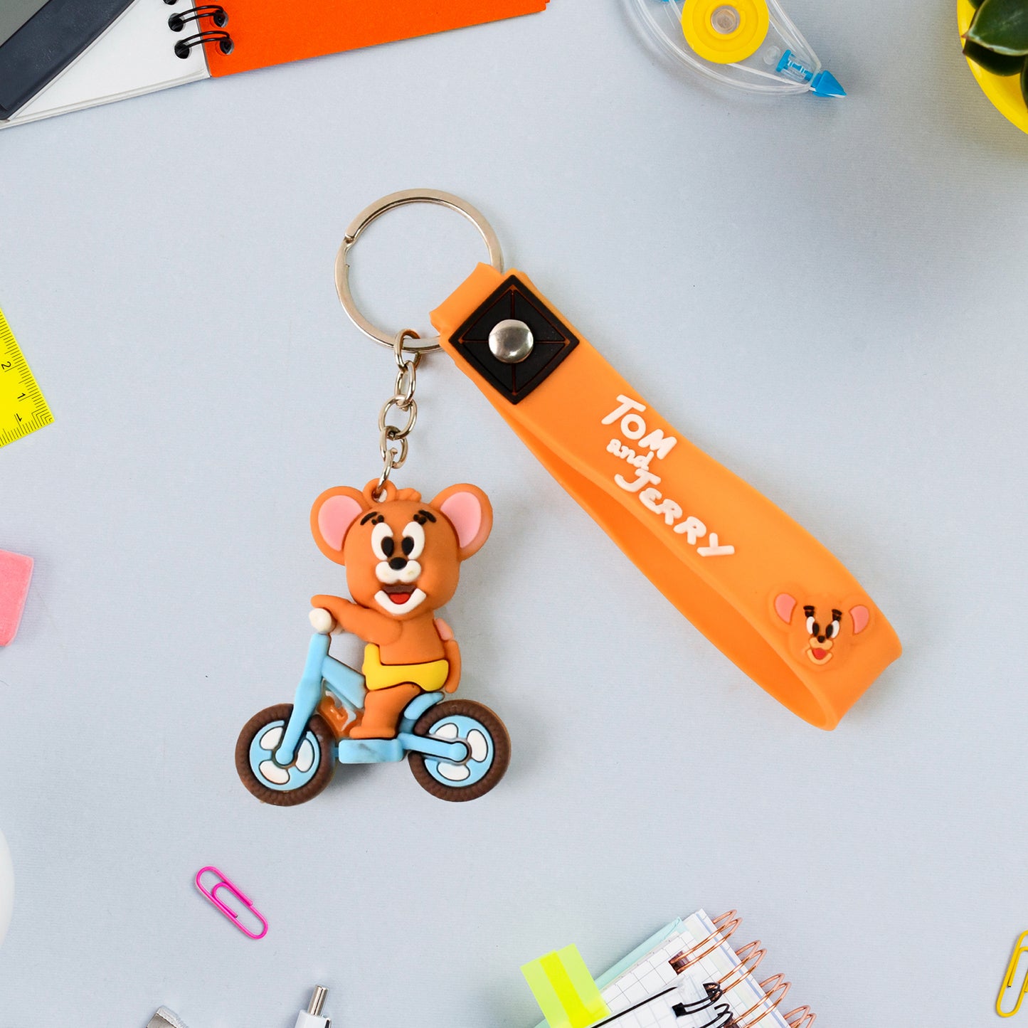 Cute Cartoon Silicone 3d Key Chain With Metal Hook  Strap (Pack Of 1)