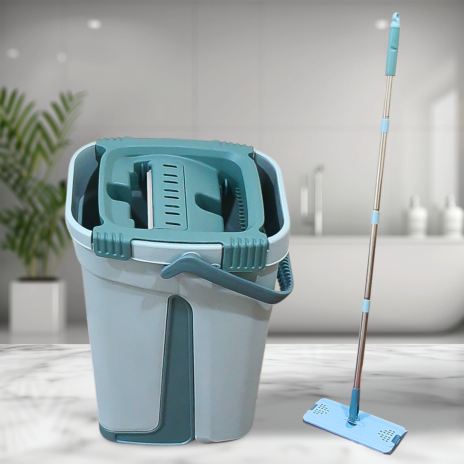 Scratch Cleaning Mop With 2 In 1 Self Clean Wash Dry Hands Free Flat Mop - LootFaat