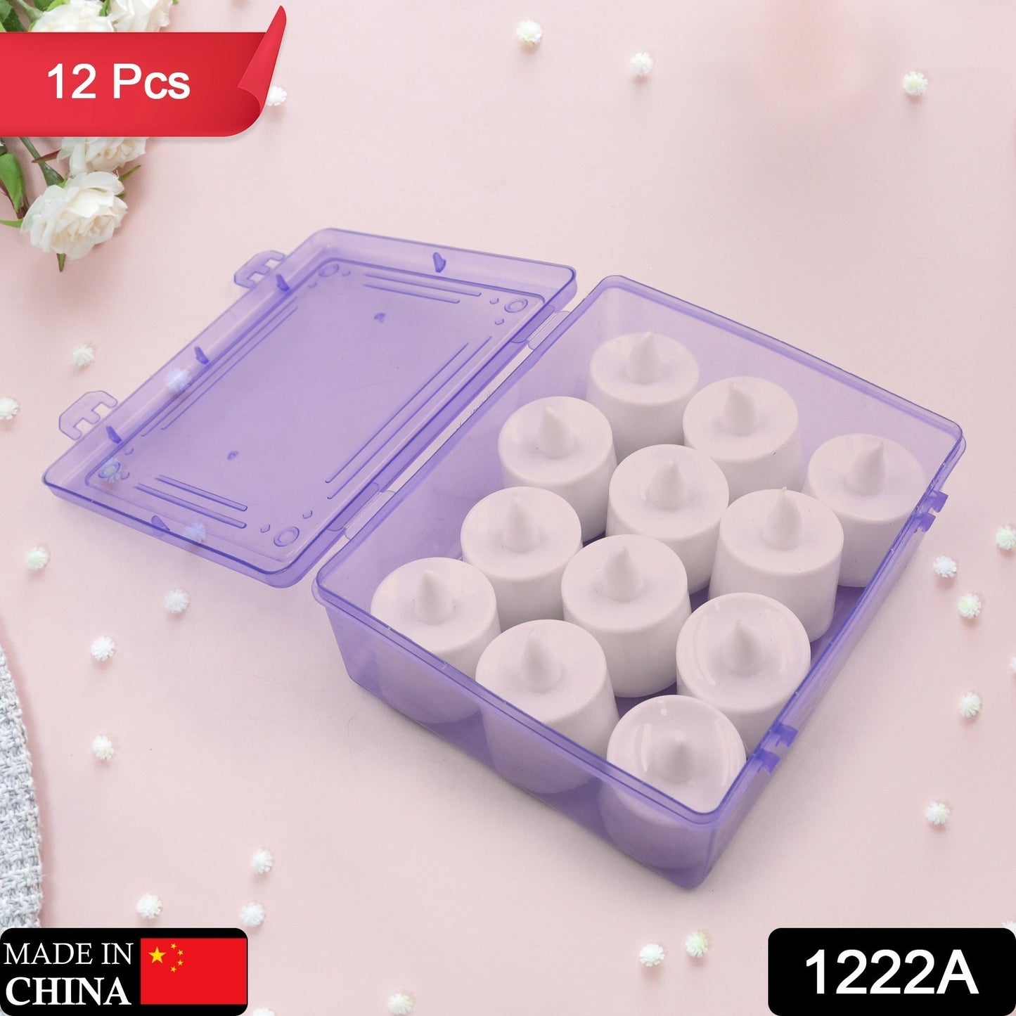 1222a Festival Decorative - Led Tealight Candles  Battery Operated Candle Ideal For Party Wedding Birthday Gifts (12pc)(White)