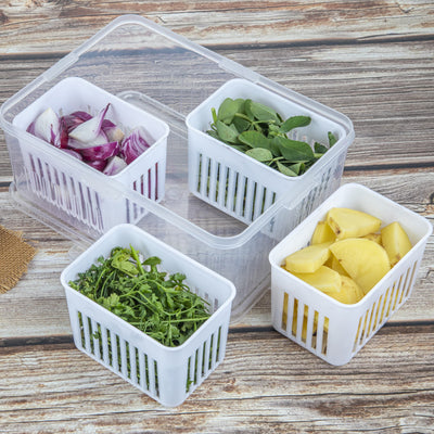 Fridge Storage Container with Drain | Vegetable & Food Organizer (1 Pc) - second image