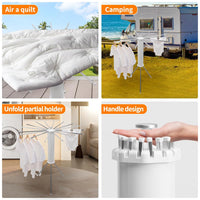 Foldable Rotary Clothes Drying Rack - 16 Rods, 360° Rotation