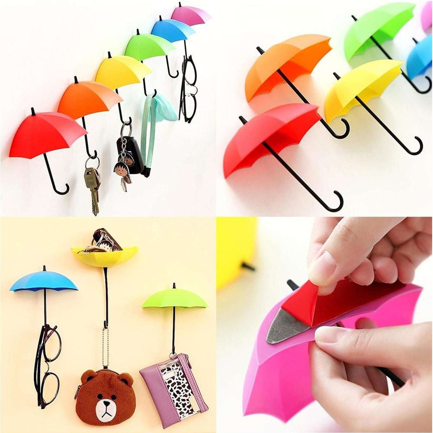 Multipurpose Umbrella Key Hat Holder Wall Hanging Hook Multicolor - LootFaat