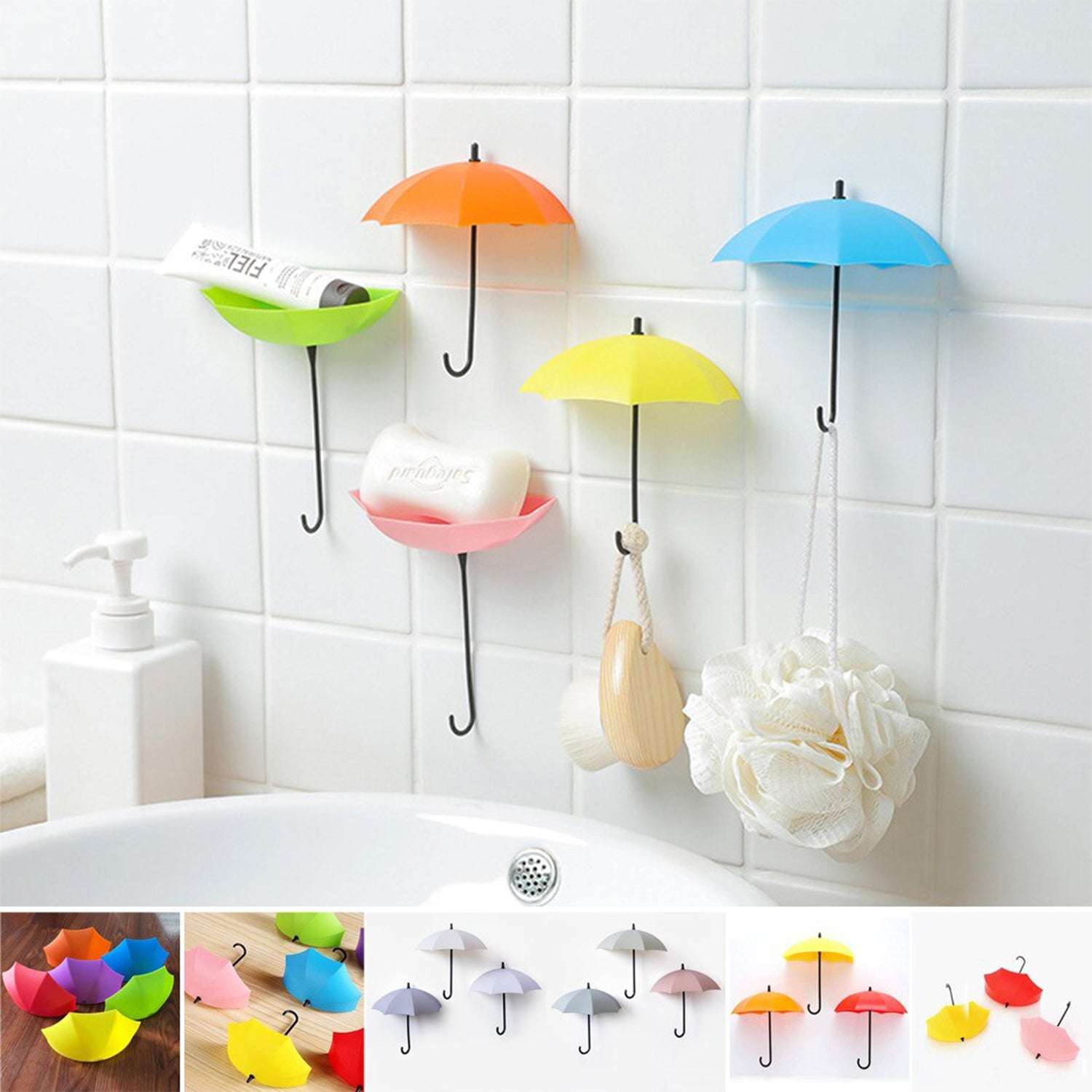 Multipurpose Umbrella Key Hat Holder Wall Hanging Hook Multicolor - LootFaat