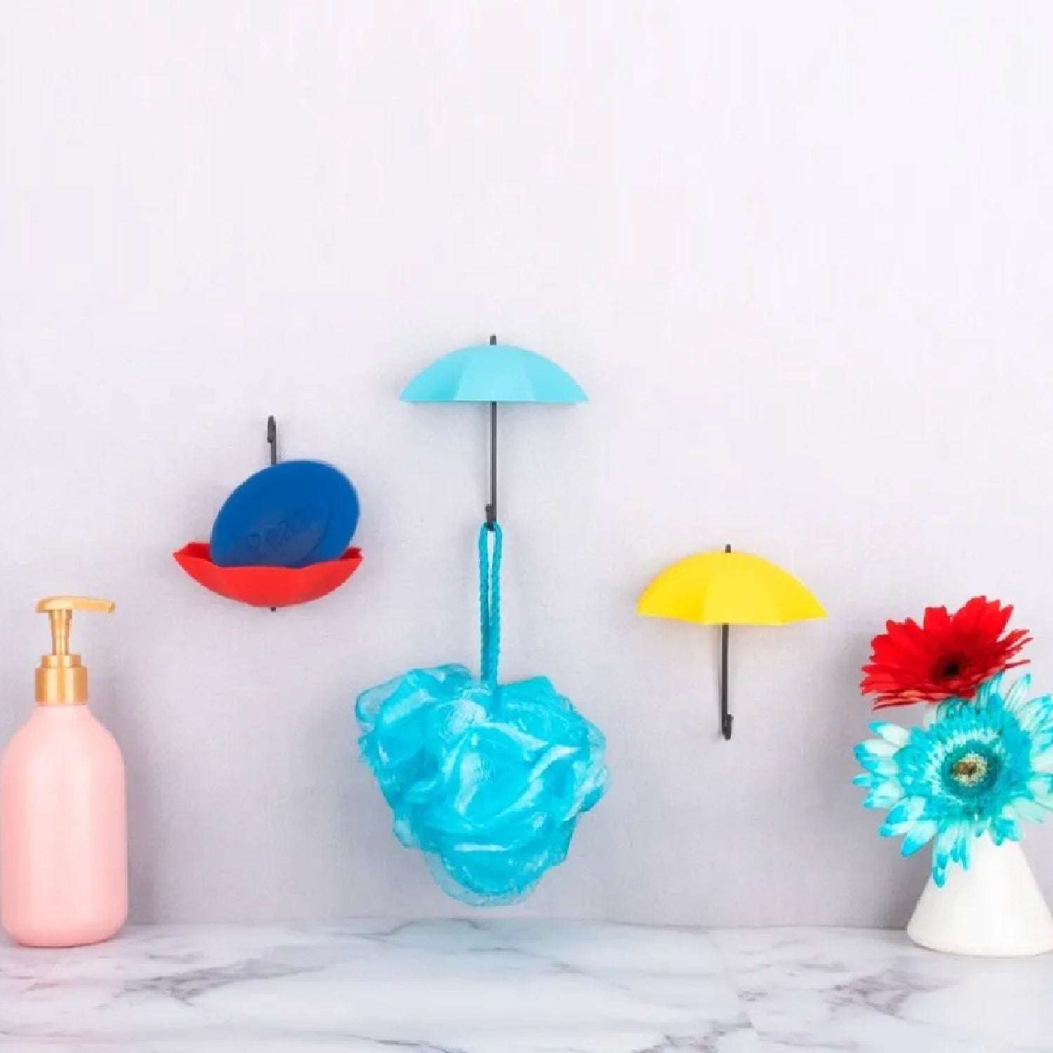 Multipurpose Umbrella Key Hat Holder Wall Hanging Hook Multicolor - LootFaat