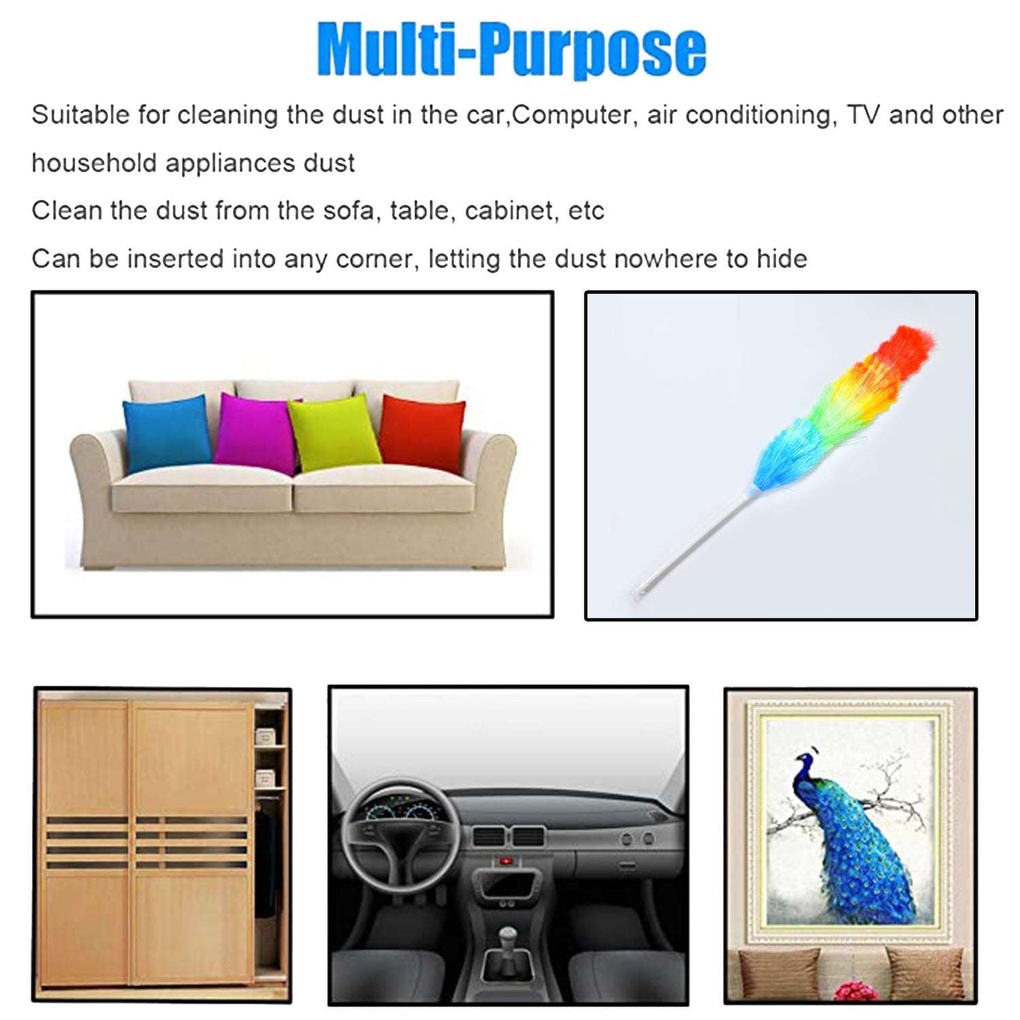 Colorful Feather Duster  Microfiber Duster For Cleaning  Dusting Stick  Dusting Brush - LootFaat
